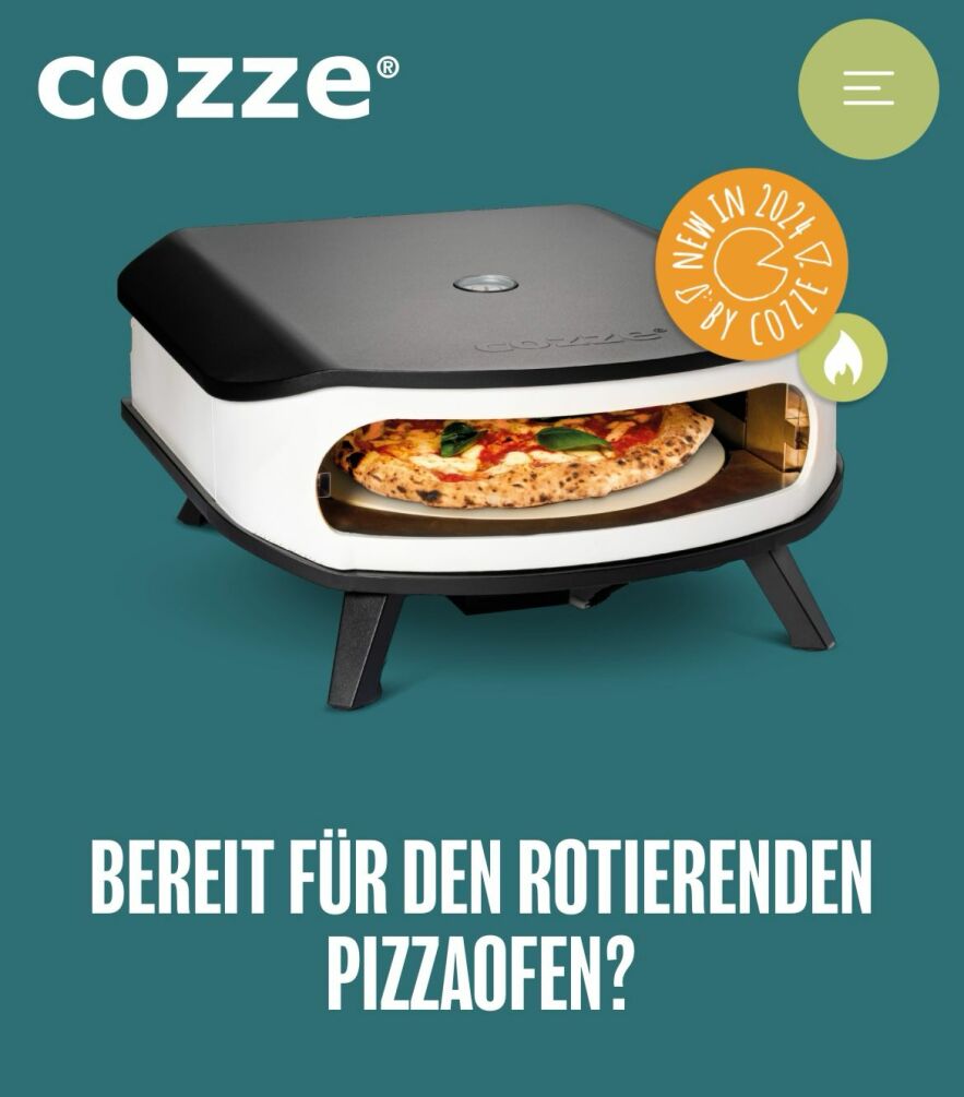 Cozze Gas Pizzaofen 17 mit Drehteller inkl. Hitzeschutz & Anschlußset 90427
