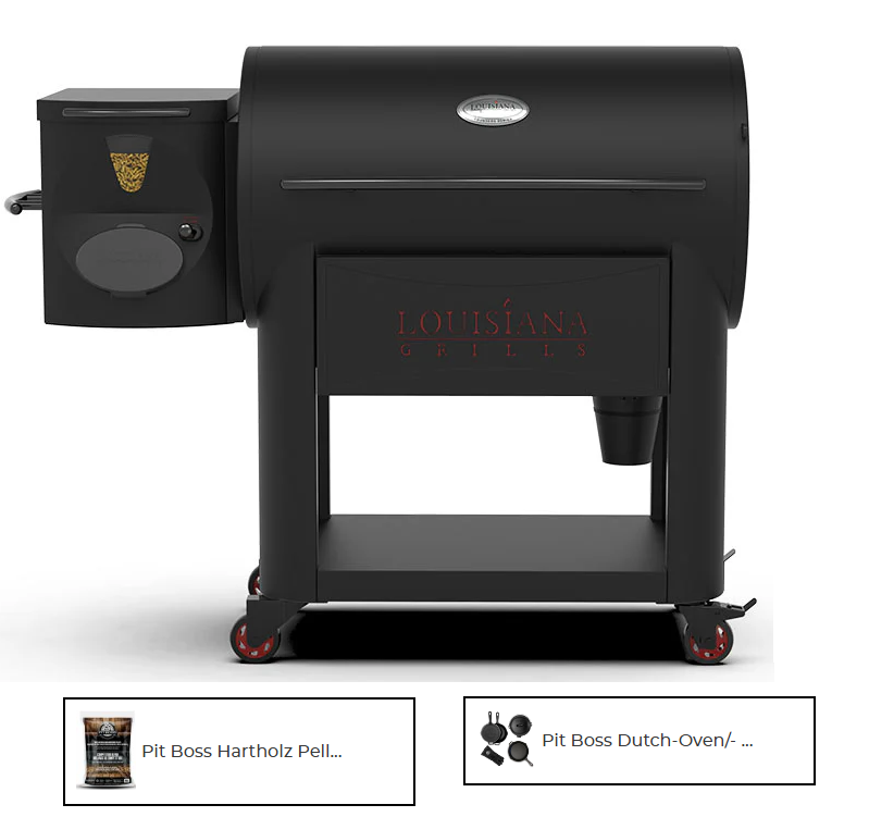 Louisiana Pellet Grill Premier 1200 Pelletsmoker Black inkl. Pellets & DutchOven Set LG1200FP