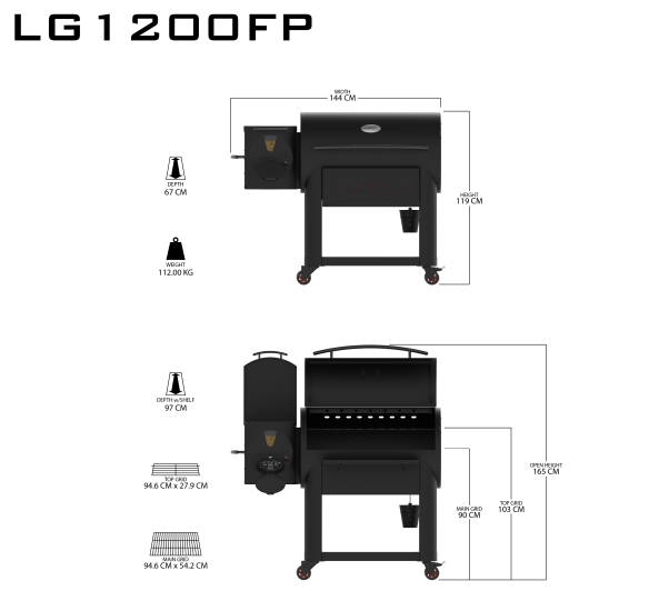 Louisiana Pellet Grill Premier 1200 Pelletsmoker Black inkl. Pellets & DutchOven Set