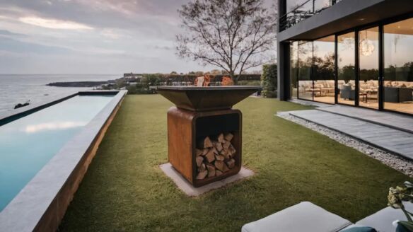 MOESTA ONE FIREPLACE - Corten mit Lavastein Grillplatte