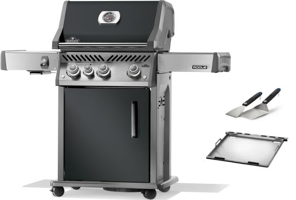 Napoleon GasgrillRogue PRO 425 SIB Charcoal Grau inkl. Edlestahlrost, Edelstahlpancha & 2 teiliges Plancha Tool-Set 