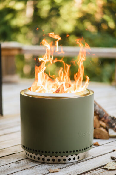 Solo Stove Edelstahl Feuerschale Bonfire mit Standfuß 2.0 Deep Olive Ø 49,5 cm inkl. Anzünder